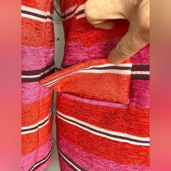 Banana Republic Pink Red Striped One Button Mid-Length Coat Blazer XS - Picture 5 of 11